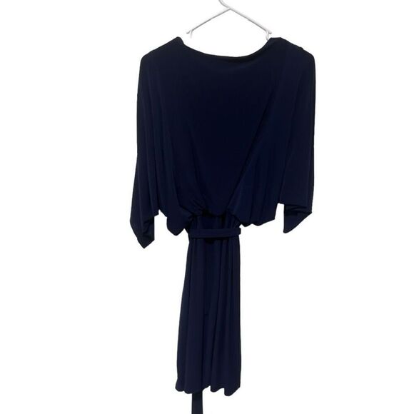 Coldwater Creek Dolman Sleeve Ruched Tie Waist Blouson Dress Navy Blue Size 10 - Picture 9 of 14